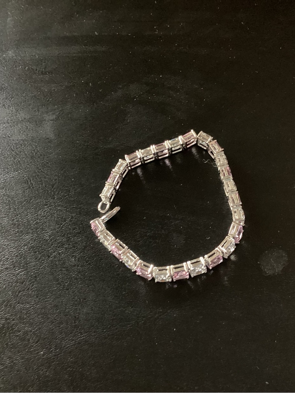 Sterling Silver Tennis Bracelet with Pink Cubic Zirconia